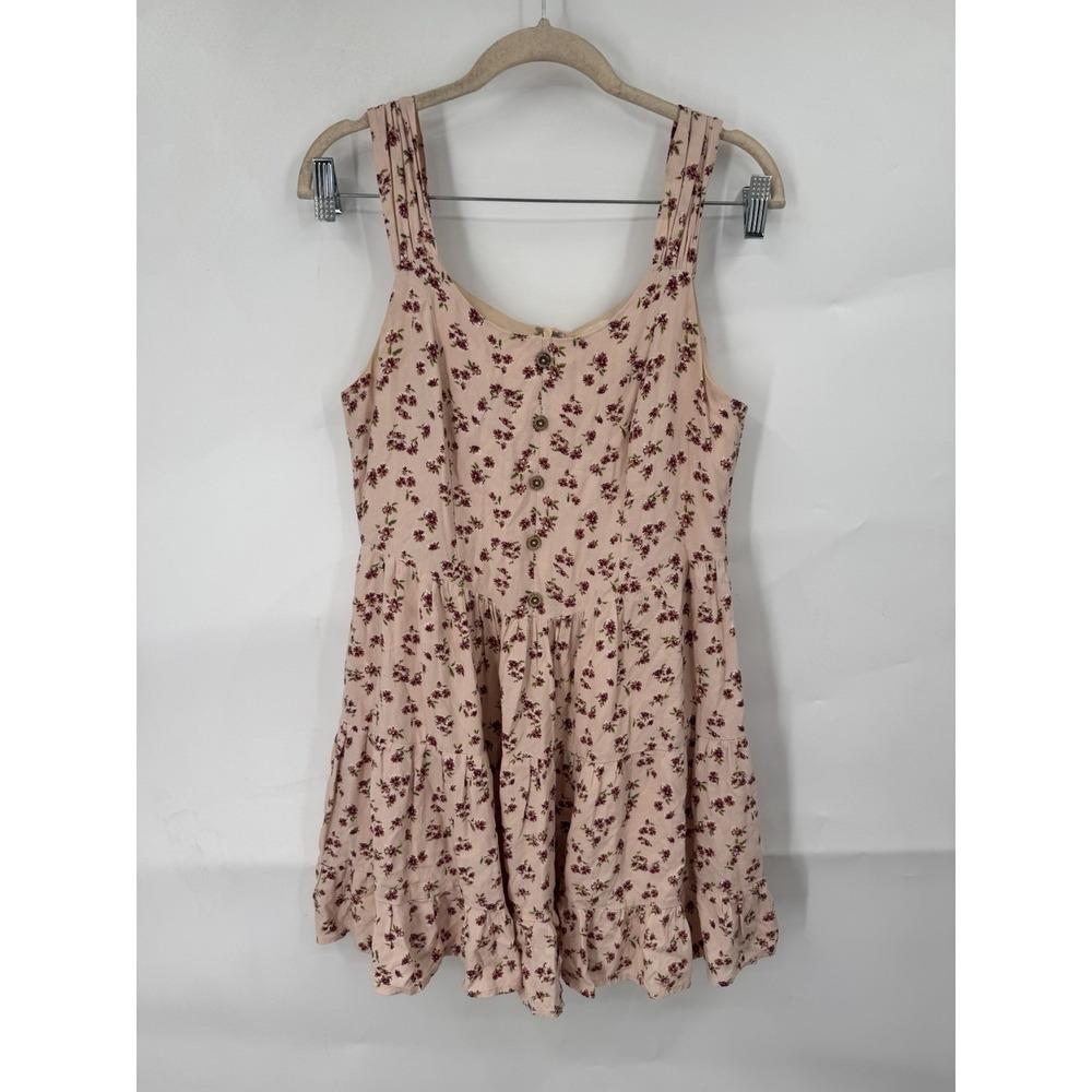 Altar'd State Floral Mini Dress Women M Blush Pink Faux Button Coquette Fairy